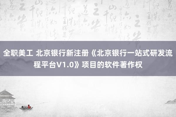 全职美工 北京银行新注册《北京银行一站式研发流程平台V1.0》项目的软件著作权